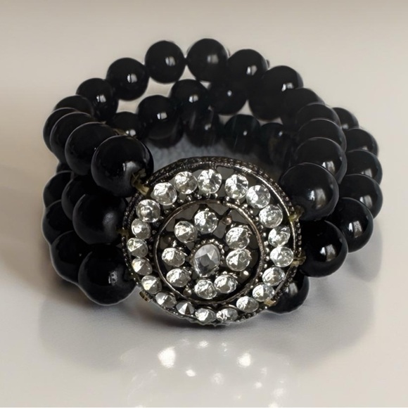 3 Strand Beaded Bracelet With Rhinestones - Picture 1 of 5
